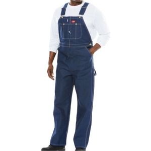Dickie’s Rigid Denim Bib Overalls Size Large Blue Medium Wash